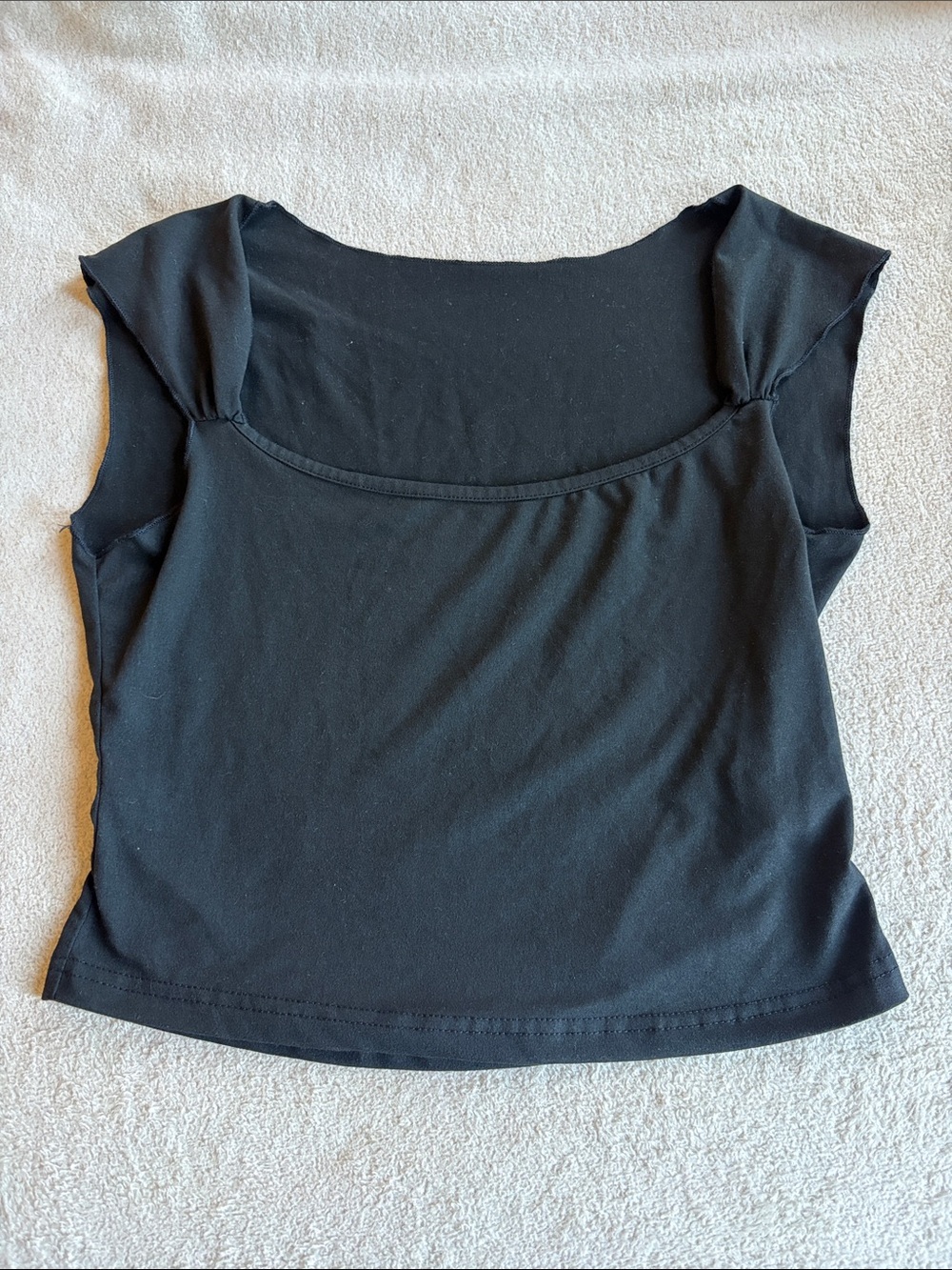 Women's Black Scoop Neck Cap Sleeve